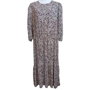 A‎ NEW DAY Long Midi Dress Plus 2X Boho Animal Print Cheetah Event Career Office